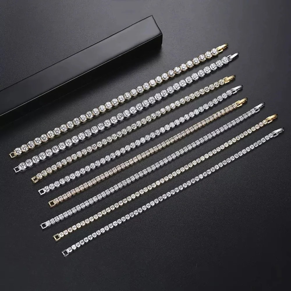 3-5mm Silver Full Drill Fine Tennis Bracelet